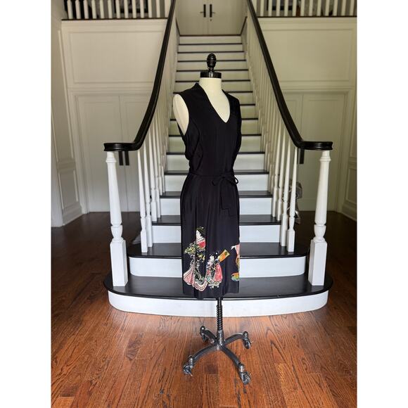 Vintage 90s Asian Japanese Black Dress Chic Minimal Wedding Guest Alt Punk Artsy - Picture 3 of 9